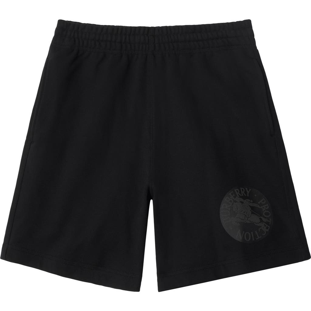 Burberry Ekd Badge Cotton Shorts In Black