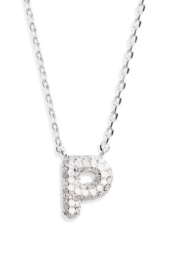 Leith Cubic Zirconia Initial Pendant Necklace