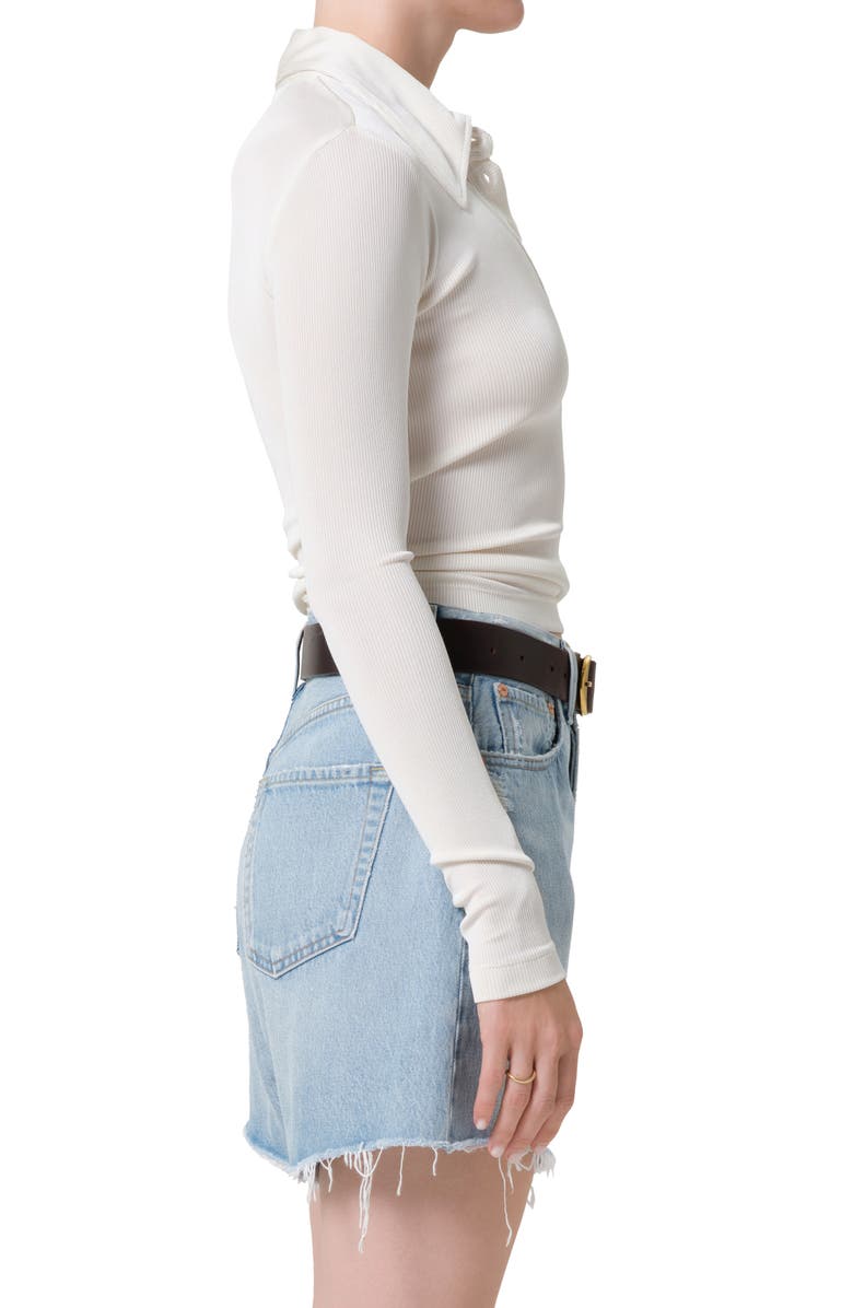 Citizens of Humanity Shaea Long Sleeve Rib Polo, Alternate, color, Pashmina Off White