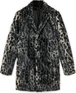 John Varvatos Templeton Leopard Print Faux Fur Topcoat