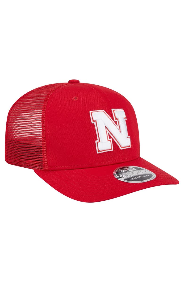 New Era Men's New Era Scarlet Nebraska Huskers Primary 9SEVENTY Trucker Stretch-Snap Hat, Alternate, color, 
