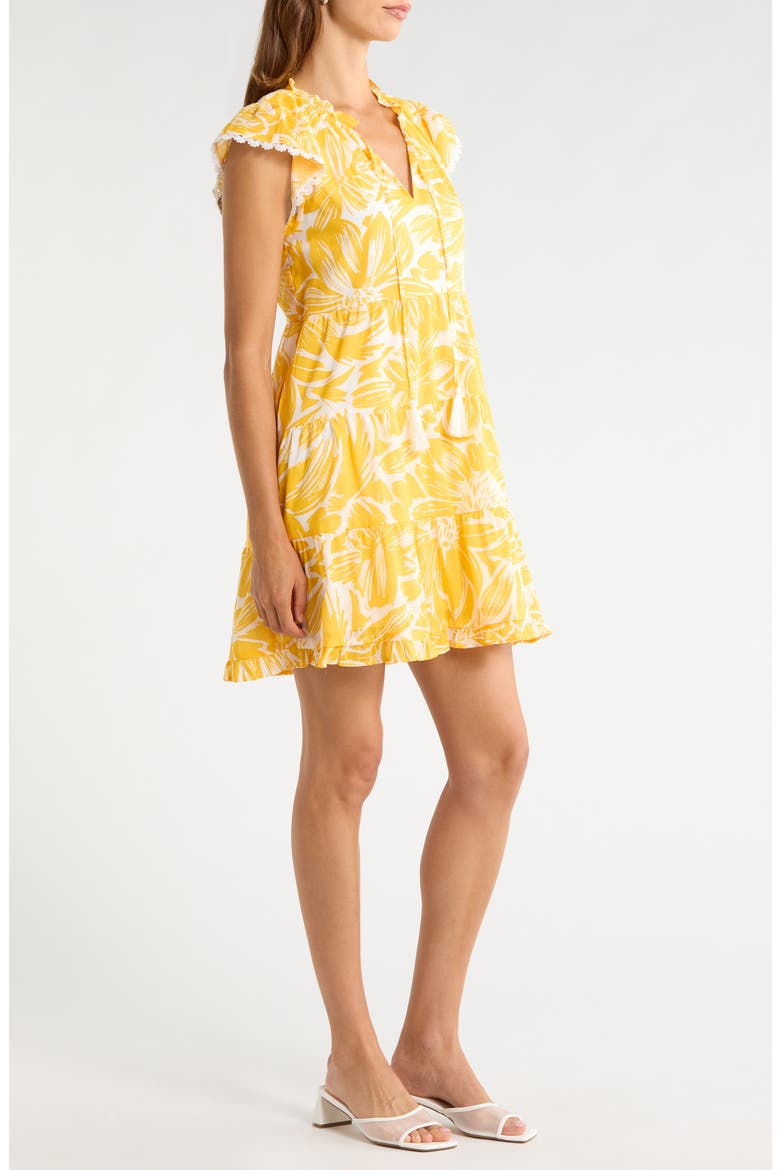 Joni Flutter Sleeve Ruffle Hem Dress, Alternate, color, CREAM-GOLD