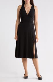Renee C Deep V-Neck Midi Dress