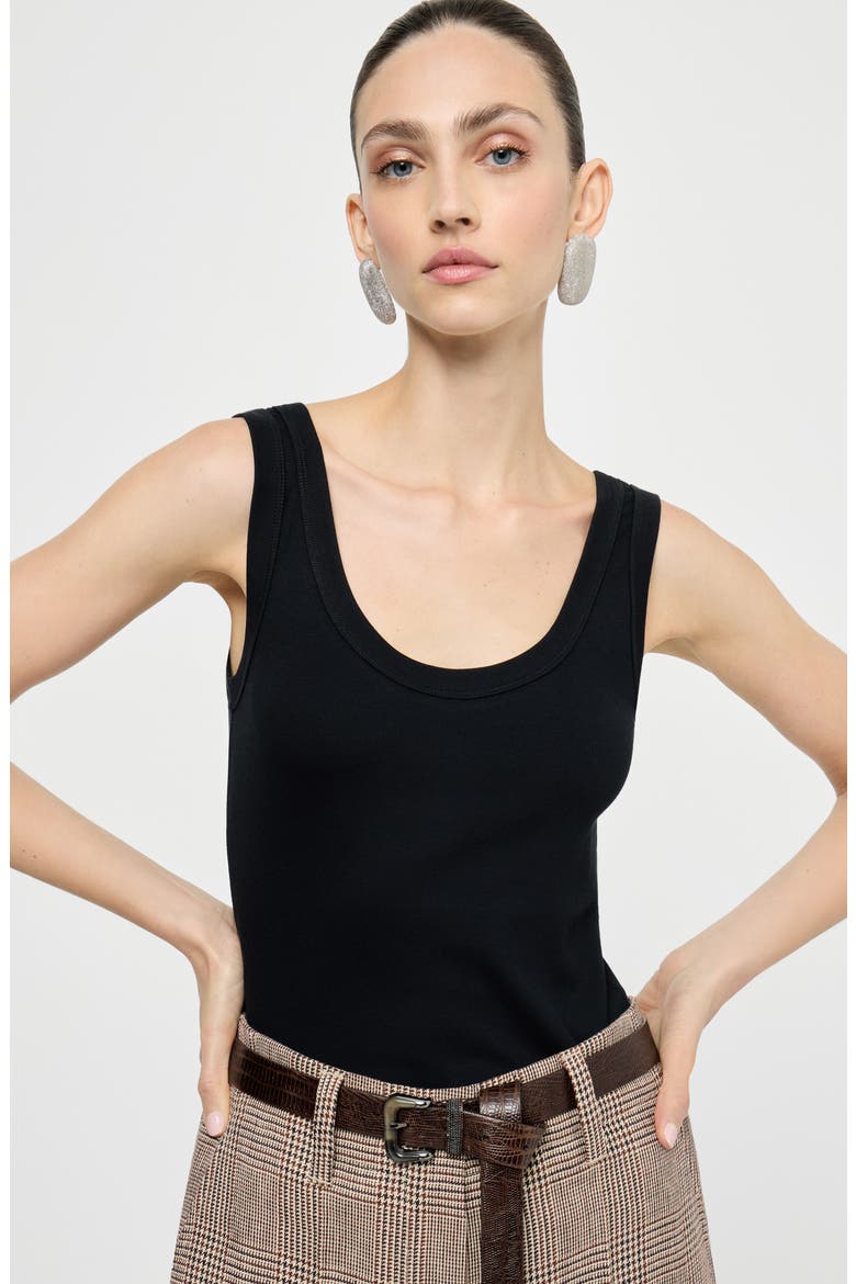 Ribbed jersey top, Alternate, color, Black