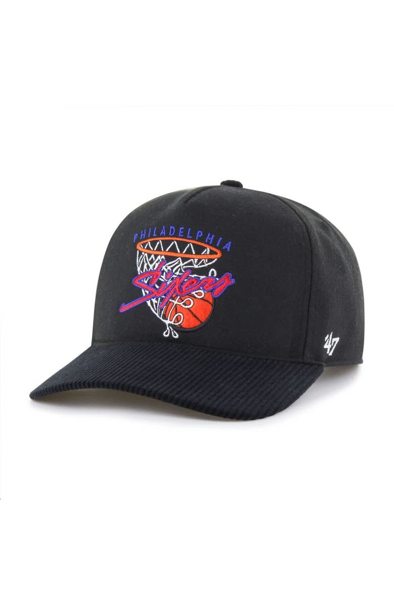 '47 Men's '47  Black Philadelphia 76ers Nothing But Net Hitch Adjustable Hat, Alternate, color, Black