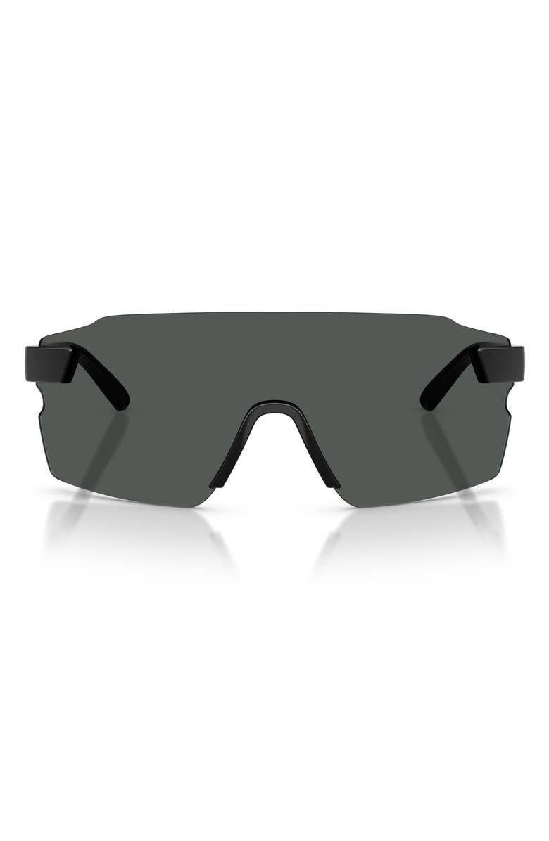 Scuderia Ferrari 133mm Oversize Rectangular Sunglasses, Main, color, Shiny Black / Polar Dark Grey