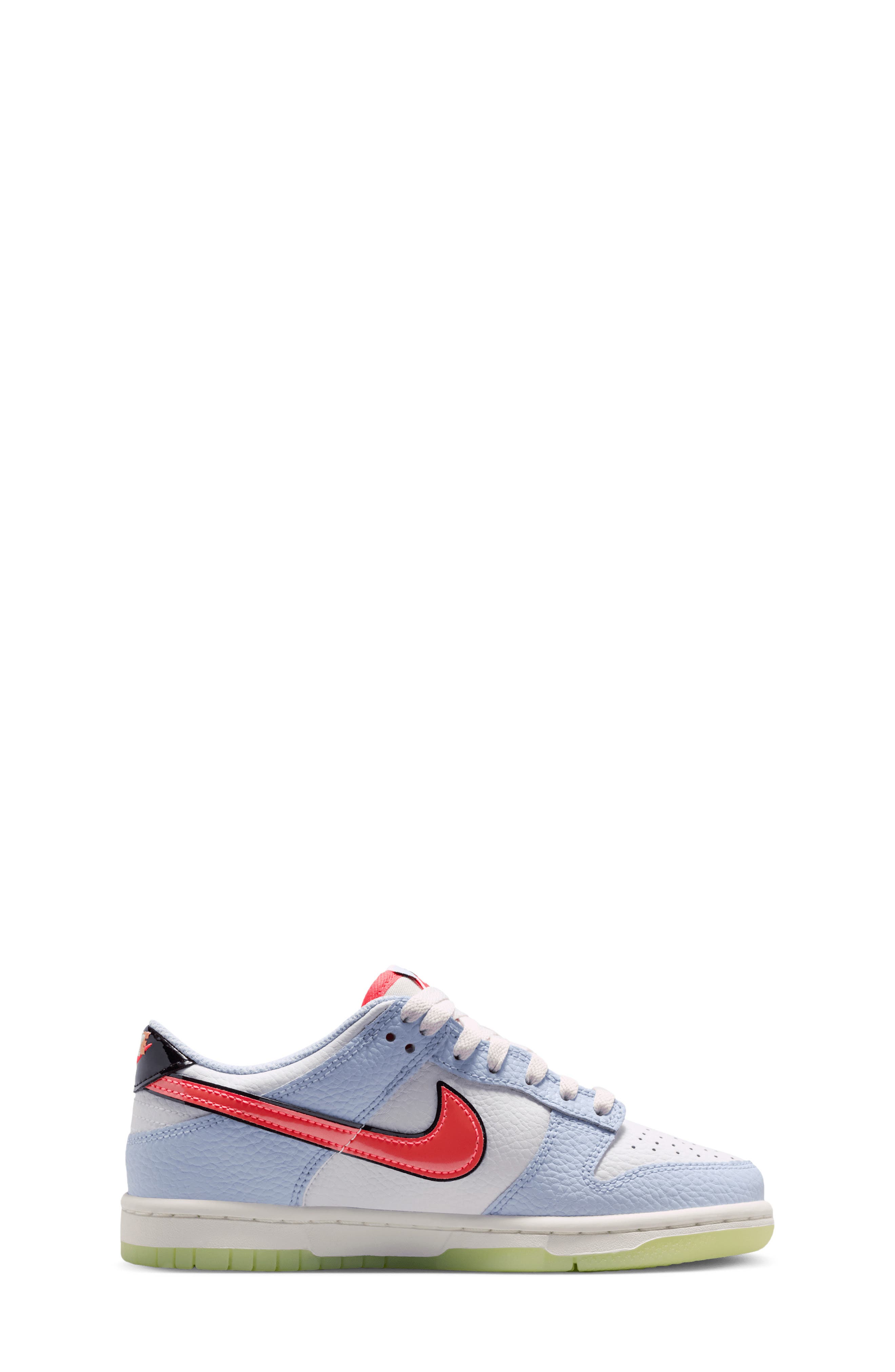 Nike Kids' Dunk Low Sneaker, Alternate, color, White/ Blue/ Black/ Crimson