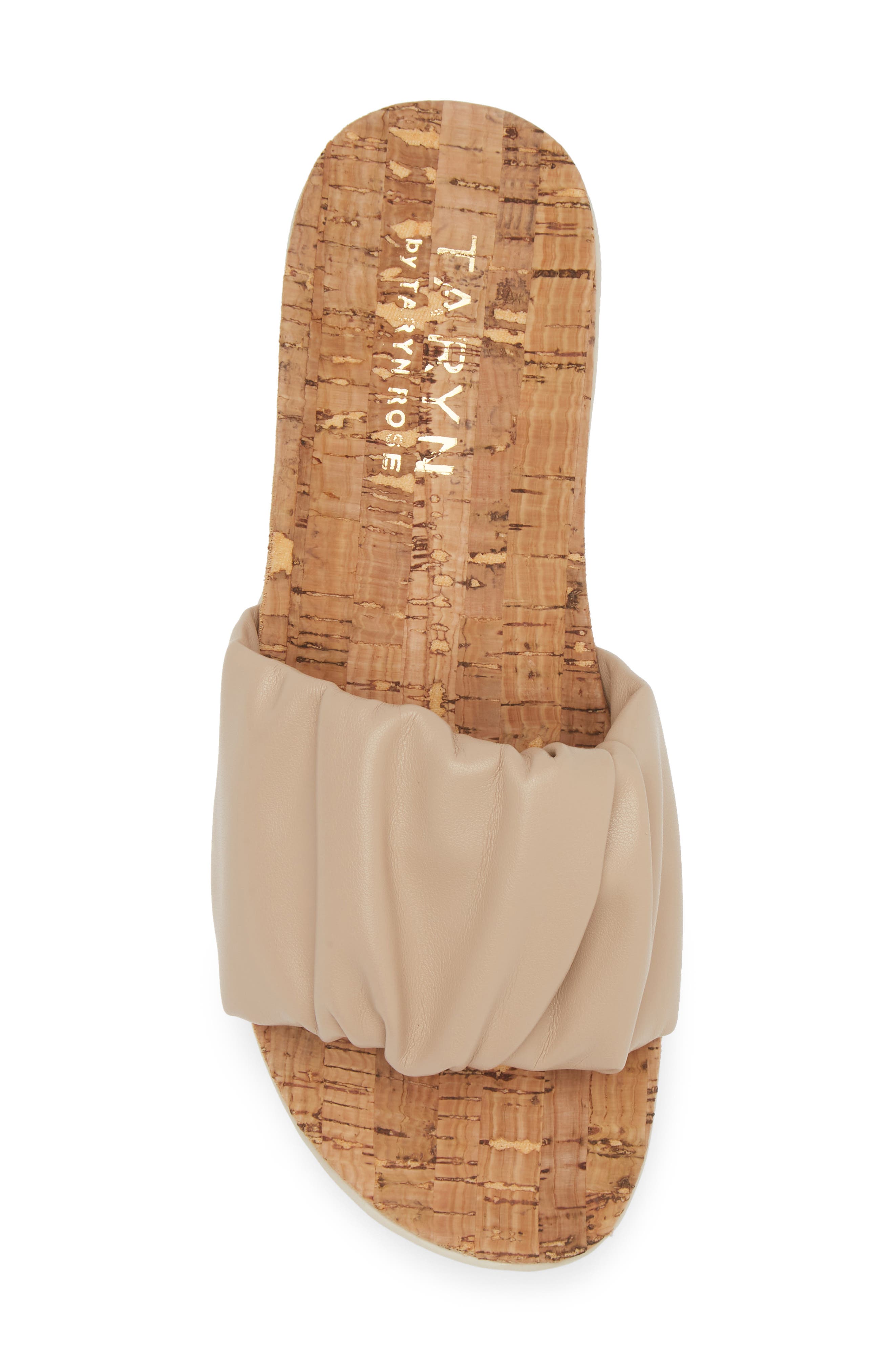 Taryn Rose Pleated Slide Sandal, Alternate, color, Sand