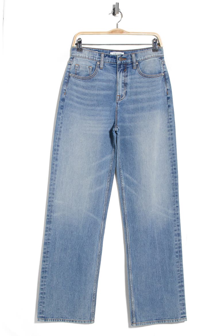 High Waist Wide Leg Jeans, Alternate, color, MED WASH