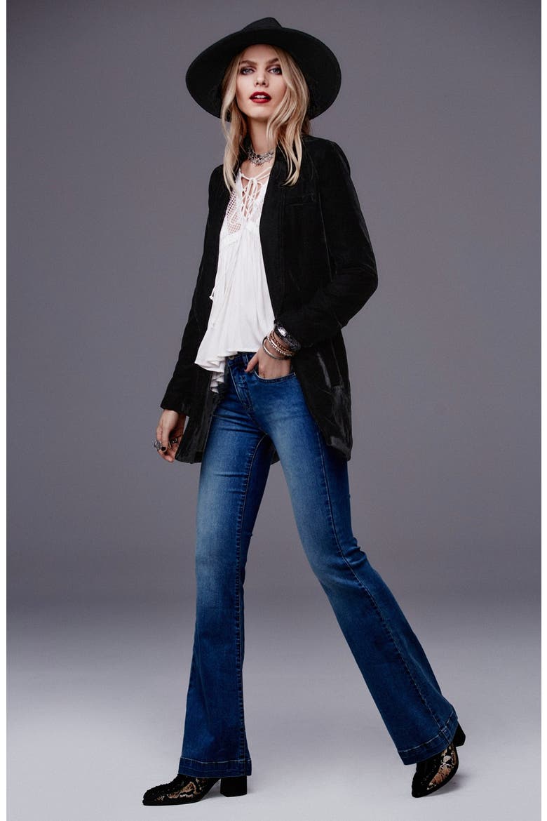 Slouchy Velvet Blazer, Alternate, color, BLACK