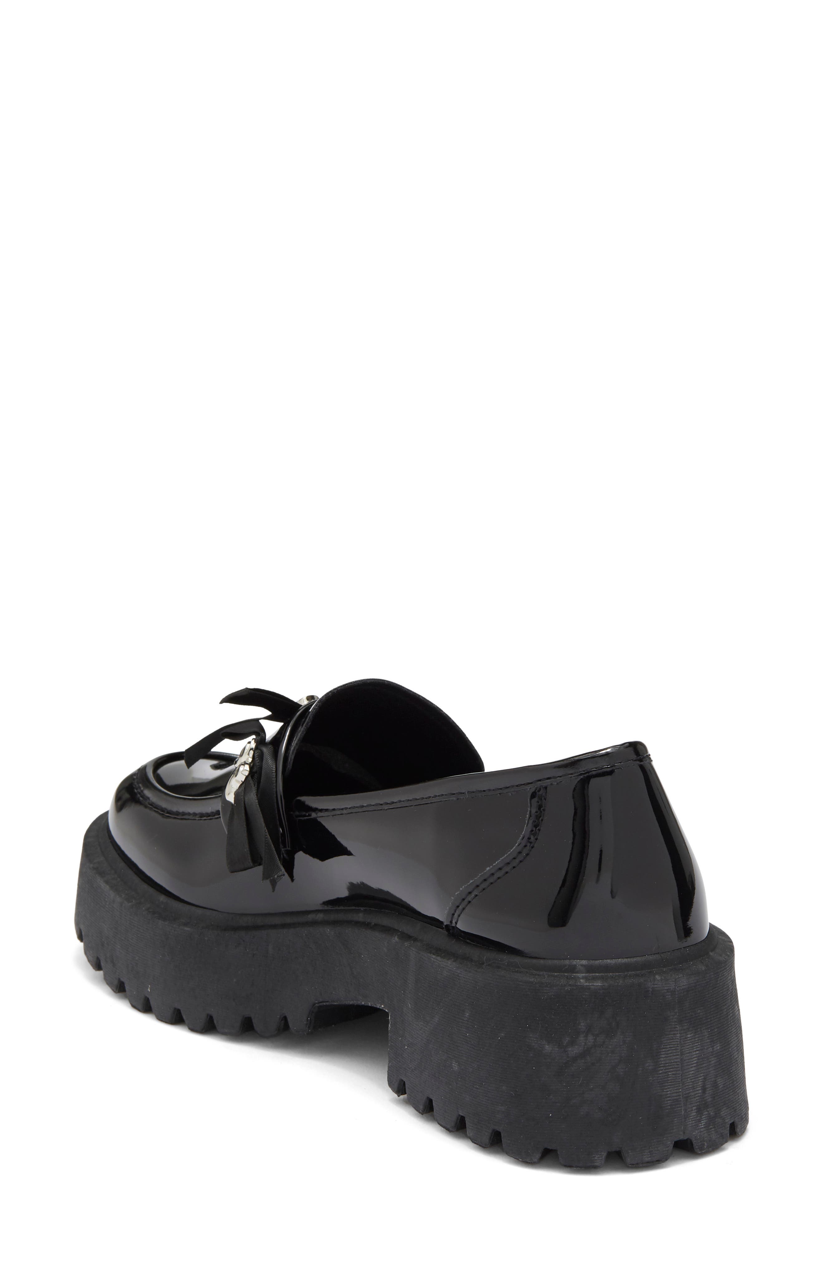 Tippy Bow Platform Loafer, Alternate, color, BLACK