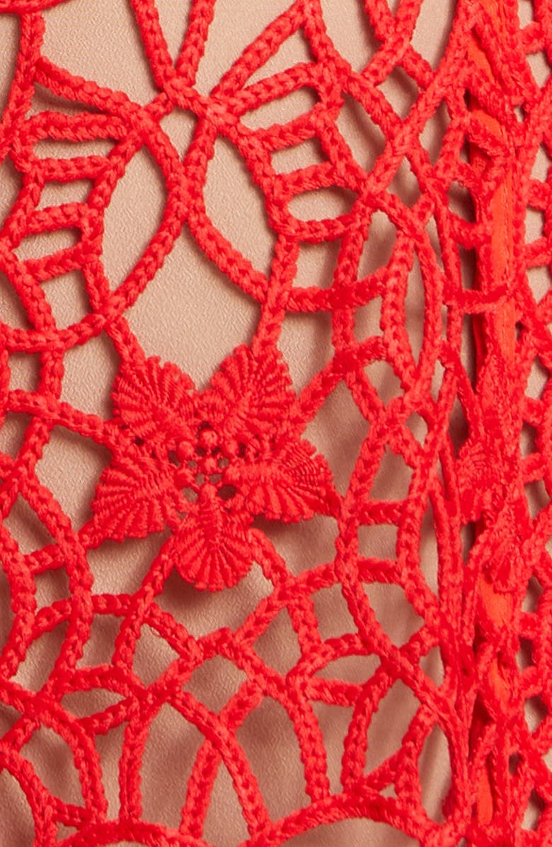 Self-Portrait Guipure Lace Midi Dress, Alternate, color, 