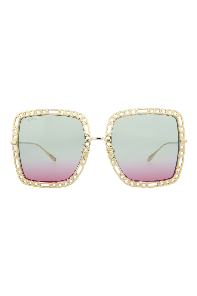 57mm Oversize Square Sunglasses, Main, color, GOLD GOLD LIGHT BLUE