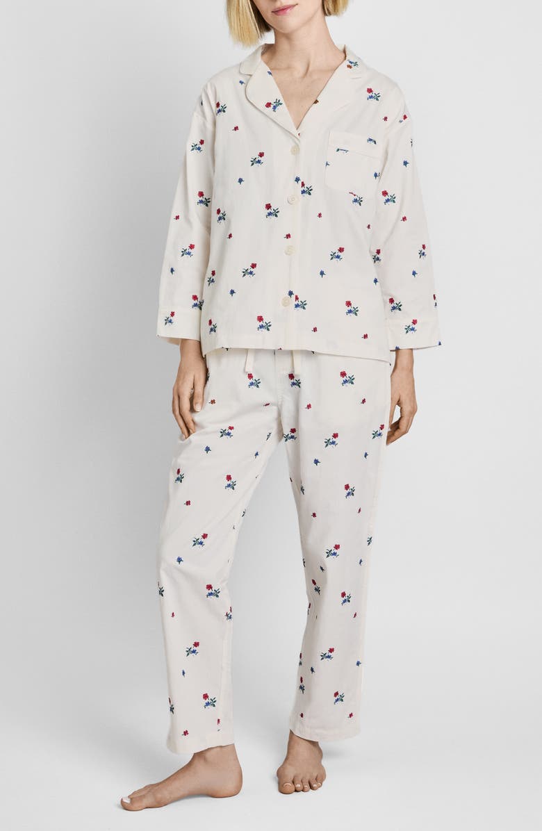 Sleepy Jones Embroidered Posy Marina Pajama Set, Main, color, Embroidered Posy