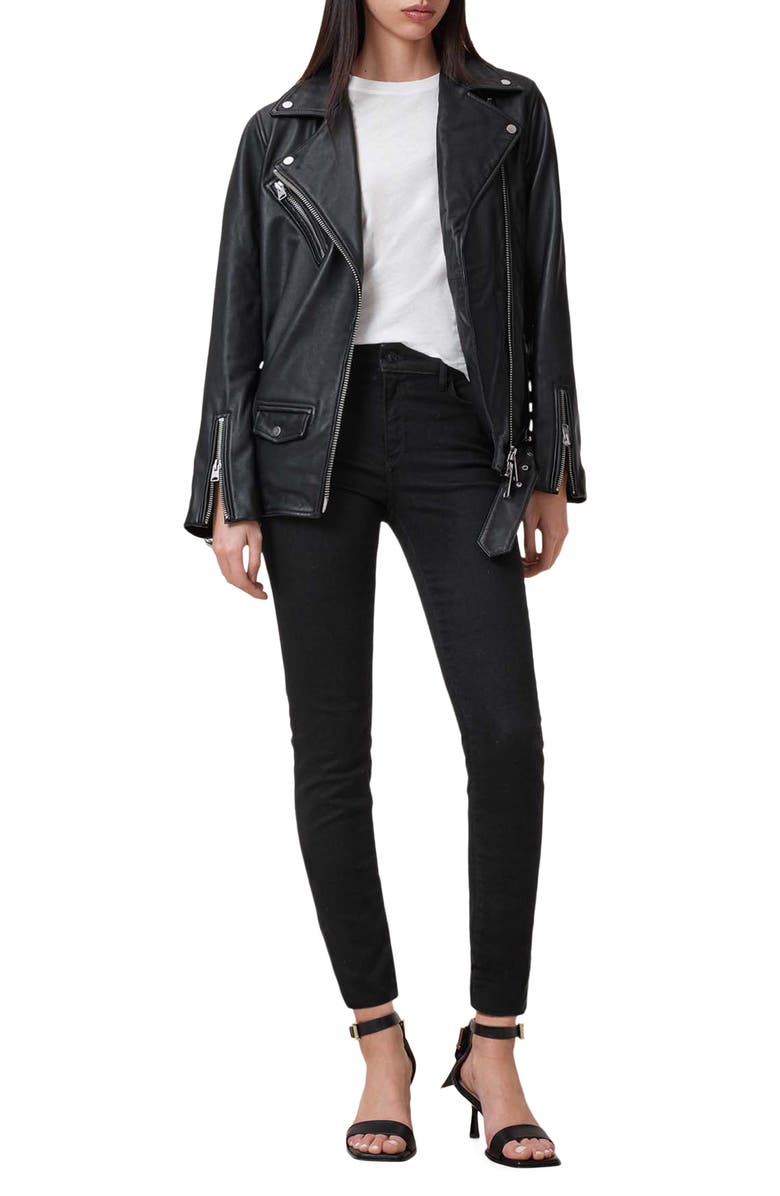 AllSaints Miller Skinny Jeans, Alternate, color, Black