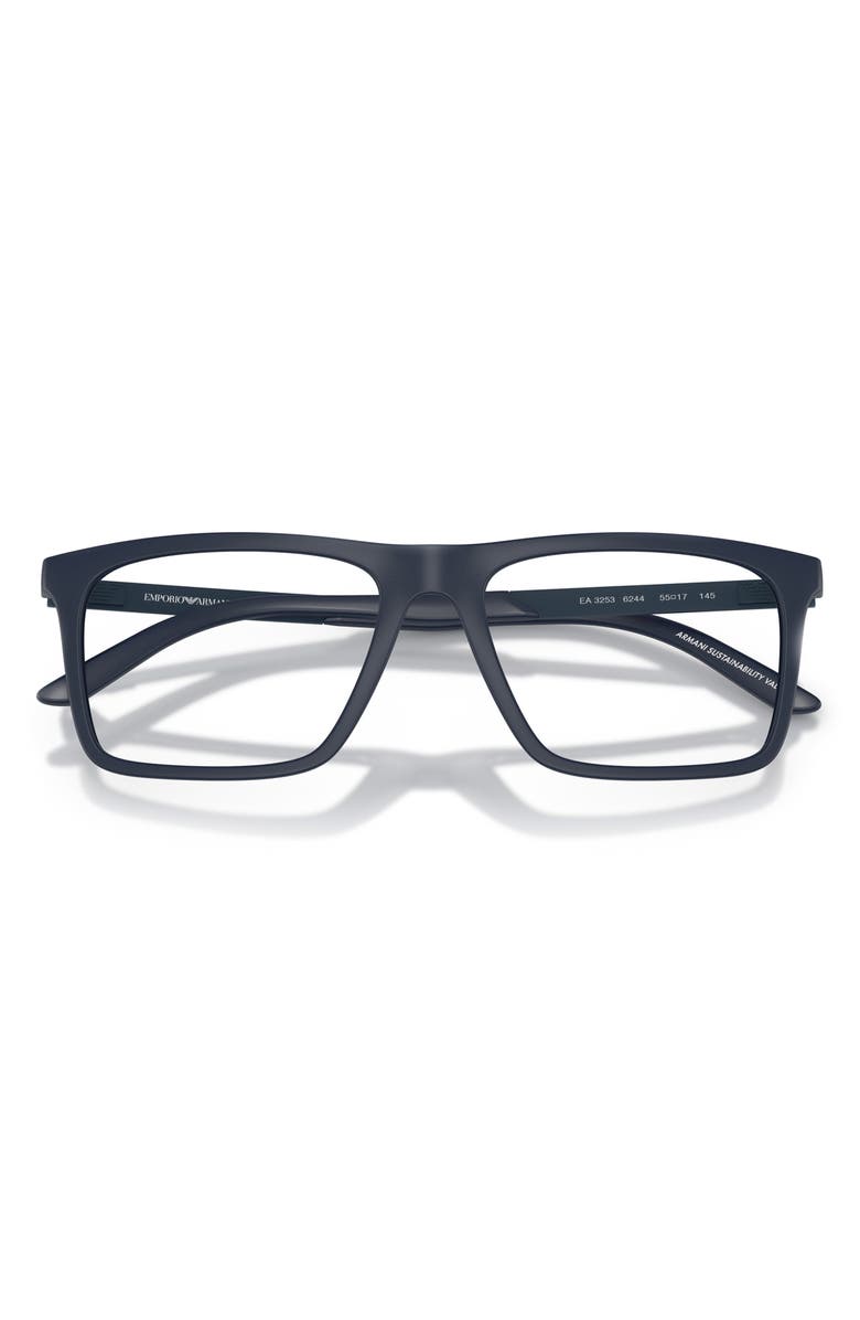 Emporio Armani 55mm Square Optical Glasses, Alternate, color, Matte Blue / Demo Lens