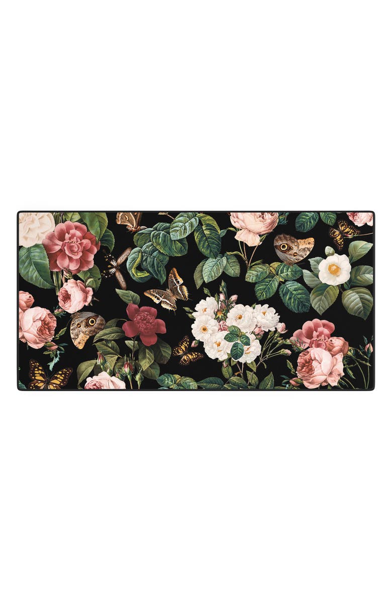 Deny Designs Floral Butterfly Print Desk Mat, Main, color, Black