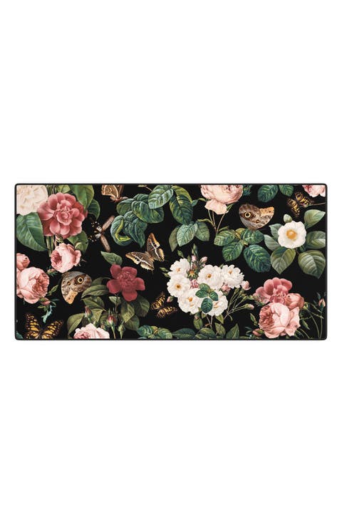 Floral Butterfly Print Desk Mat