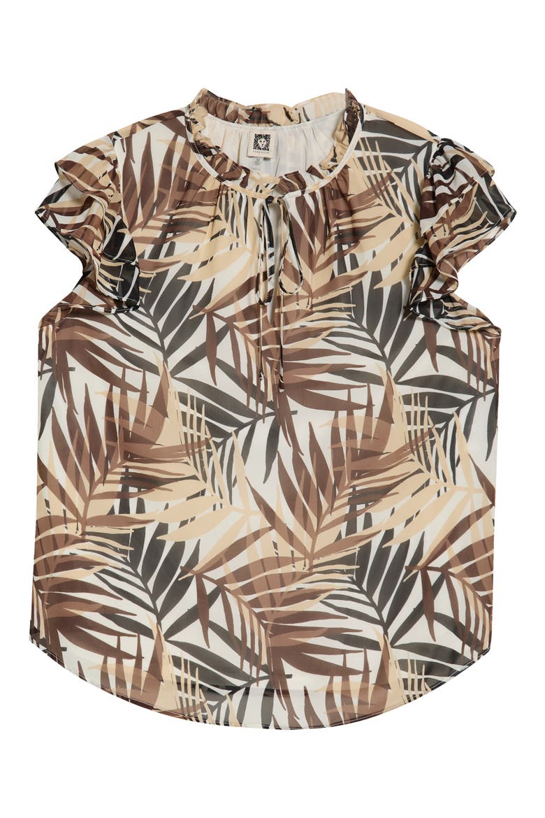 Ruffle Tie Neck Top, Alternate, color, WHITE DOVE MULTI