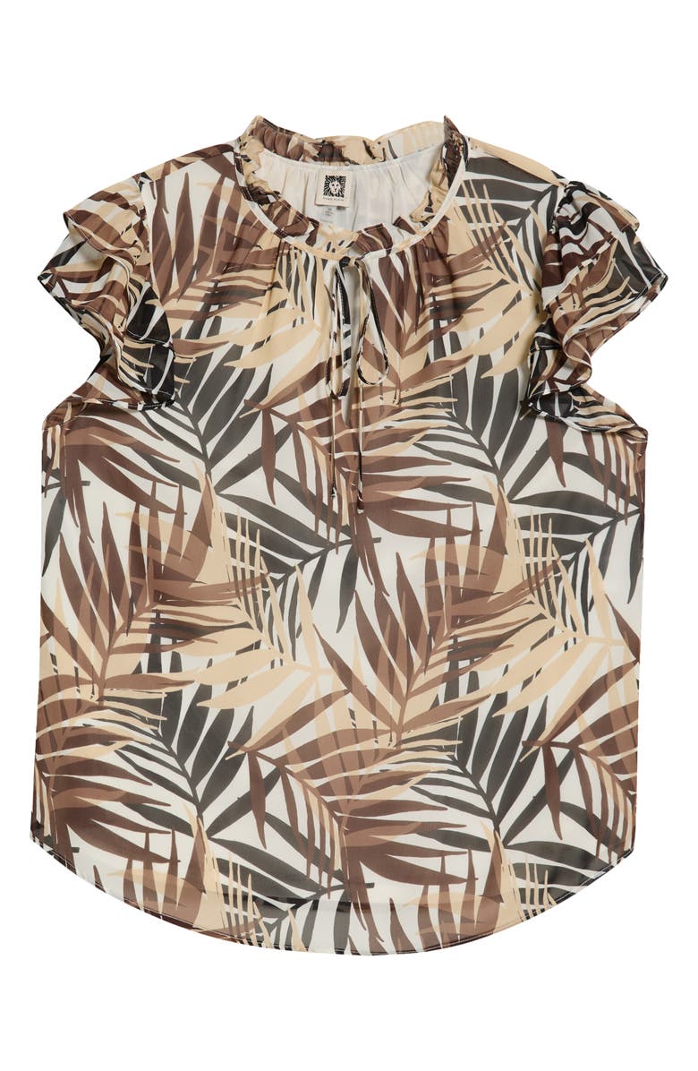 Anne Klein Ruffle Tie Neck Top, Alternate, color, White Dove Multi