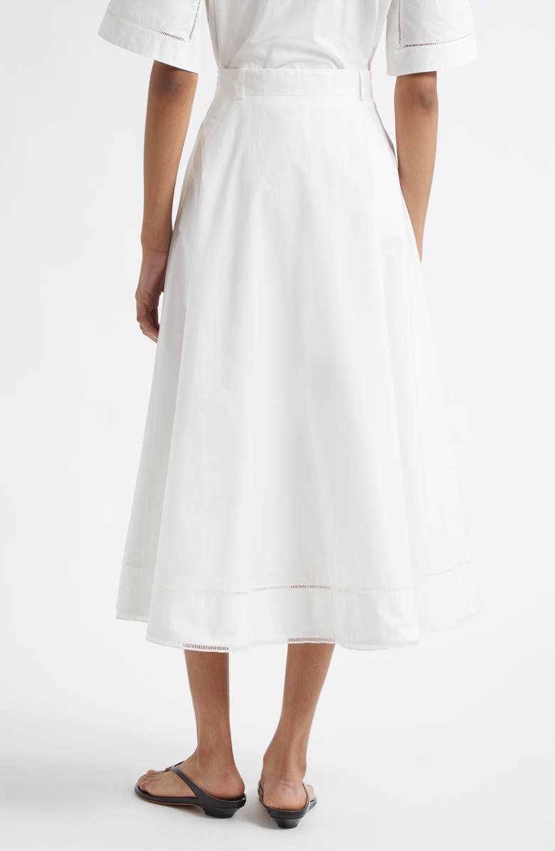Róhe Ladder Stitch Inset Cotton Skirt, Alternate, color, Optic White