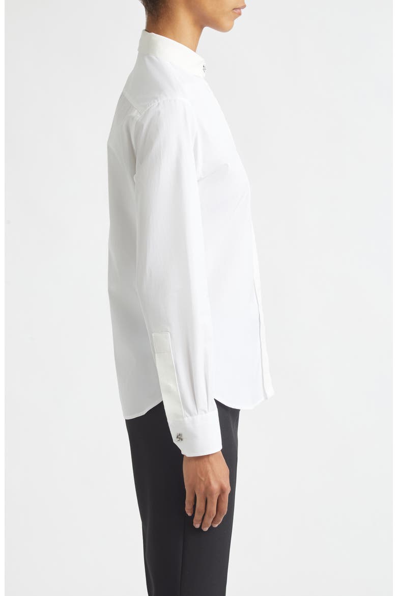 Sheena Grosgrain Trim Button-Up Shirt, Alternate, color, OPTIC WHITE
