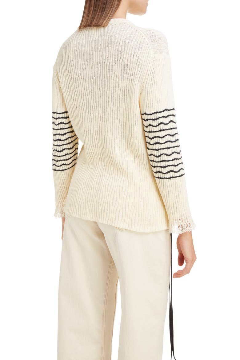 Side Tie Stripe Ribbed Sweater, Alternate, color, SEEDPEARL BEIGE
