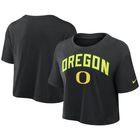 Women's Nike Black Oregon Ducks Athletic Prep Arch Performance Cropped T-Shirt