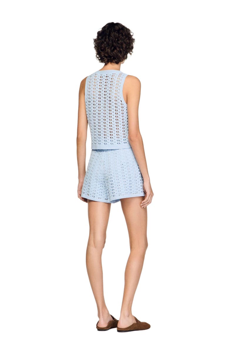 SANDRO Beaded crochet cardigan, Alternate, color, Sky Blue