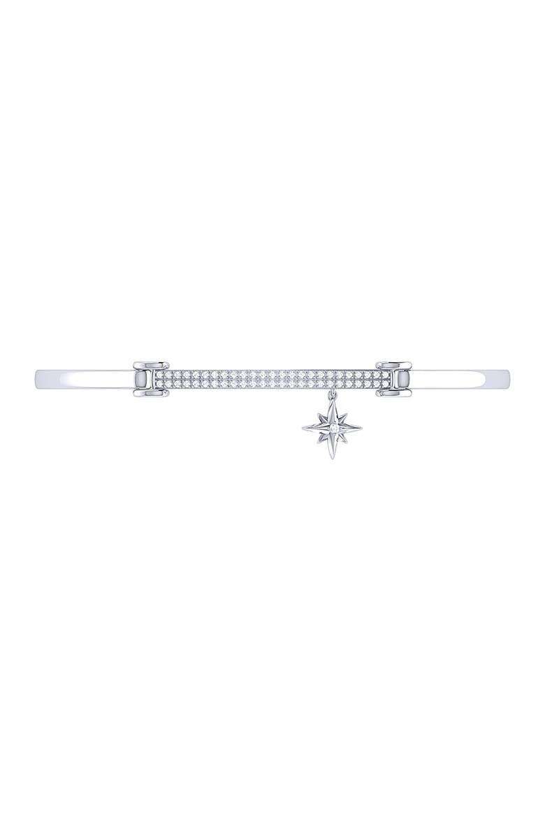 Little North Star Sterling Silver Diamond Bar Bangle, Alternate, color, Silver