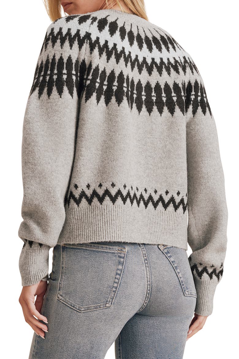 Fina Fair Isle Cardigan, Alternate, color, ICE HEATHER GREY