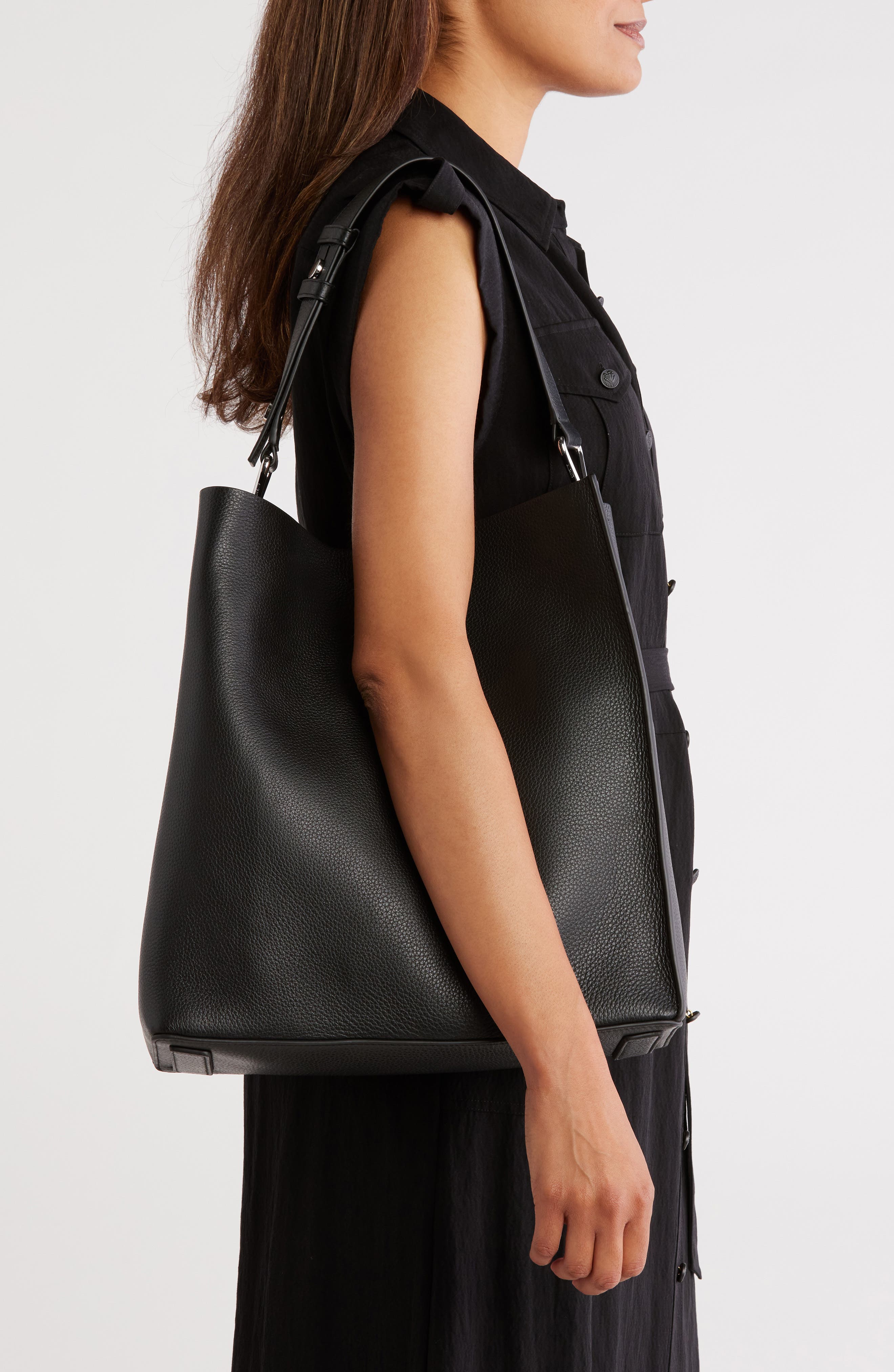 AllSaints Captain NS Leather Tote Bag, Alternate, color, 