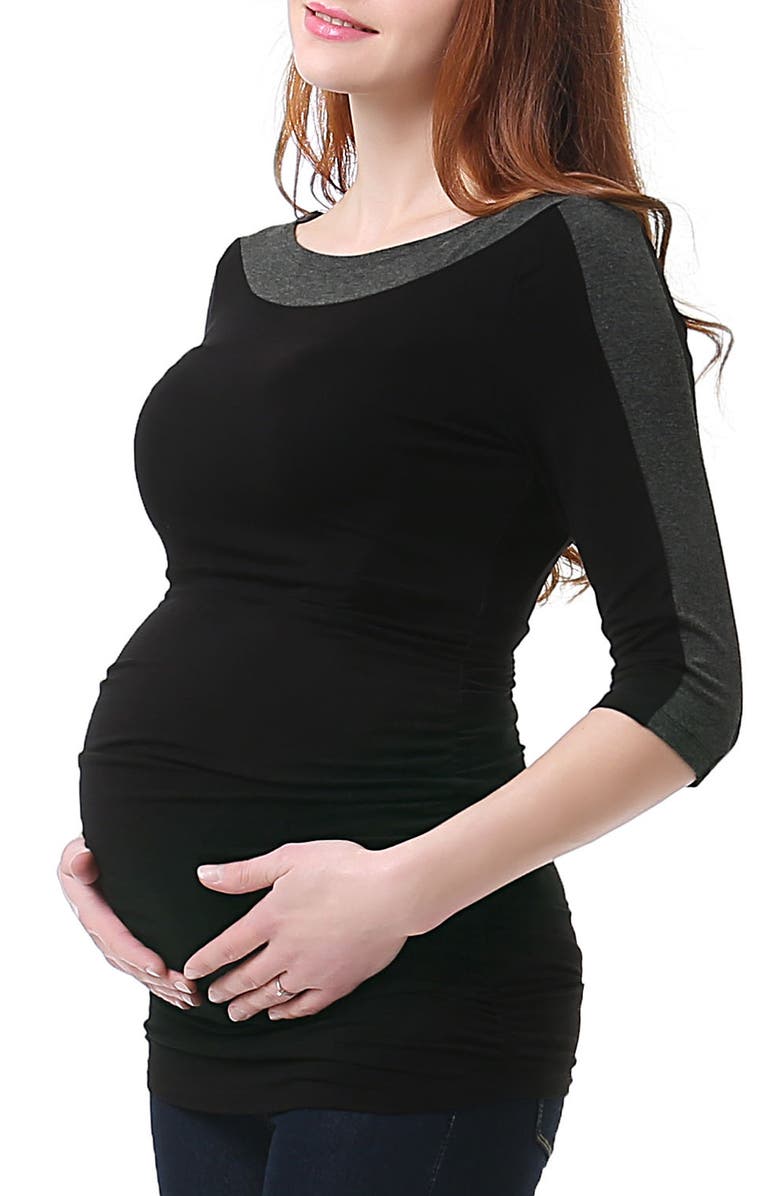 Kimi and Kai Isabel Colorblock Ruched Maternity Top, Alternate, color, 
