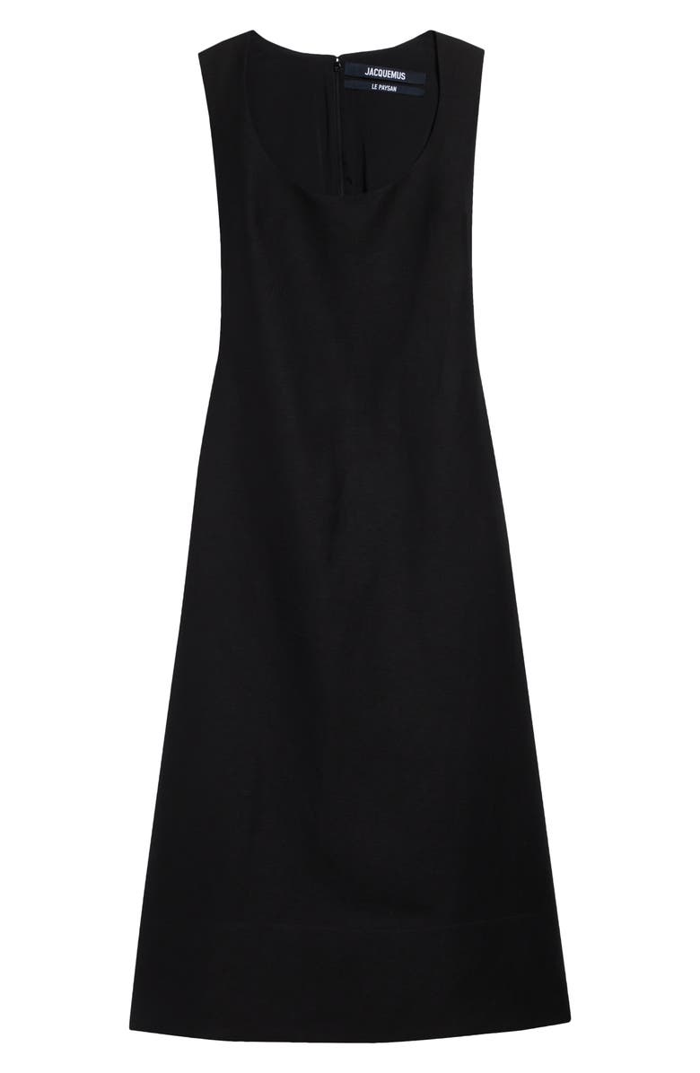Jacquemus Tablier Linen Blend Midi Dress, Main, color, Black