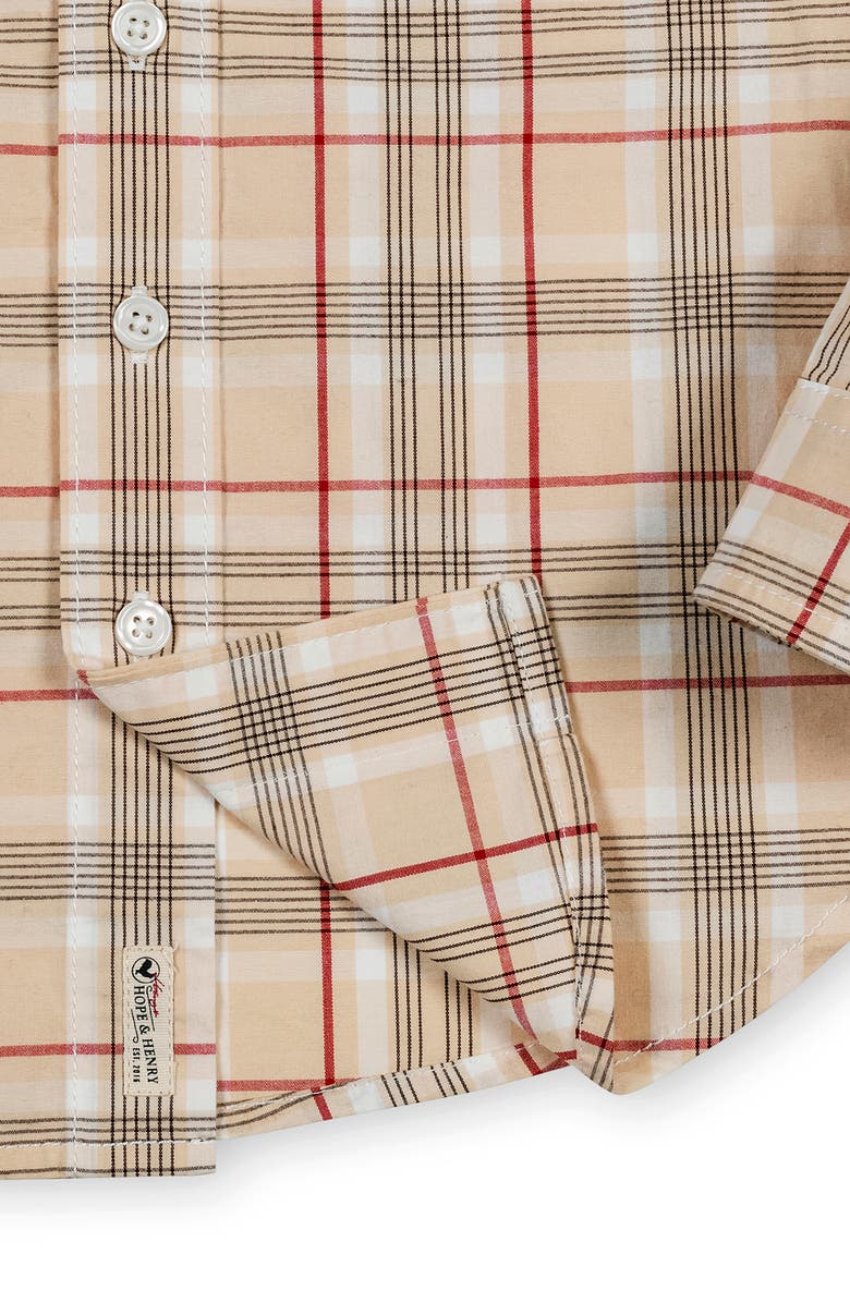 Hope & Henry Kids' Organic Long Sleeve Stretch Poplin Shirt, Alternate, color, Fireside Plaid