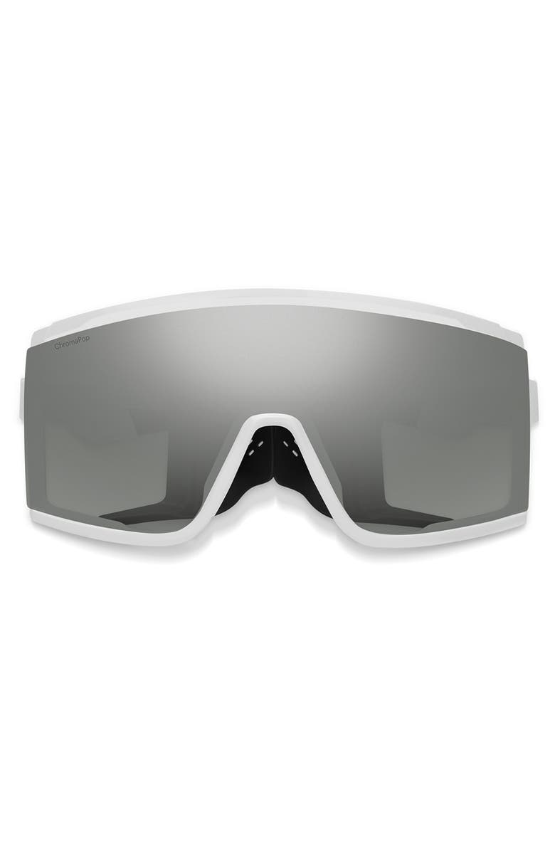 Smith Pursuit 148mm ChromaPop<sup>™</sup> Glacier Photochromic Polarized Shield Sunglasses, Main, color, White / Chromapop Platinum