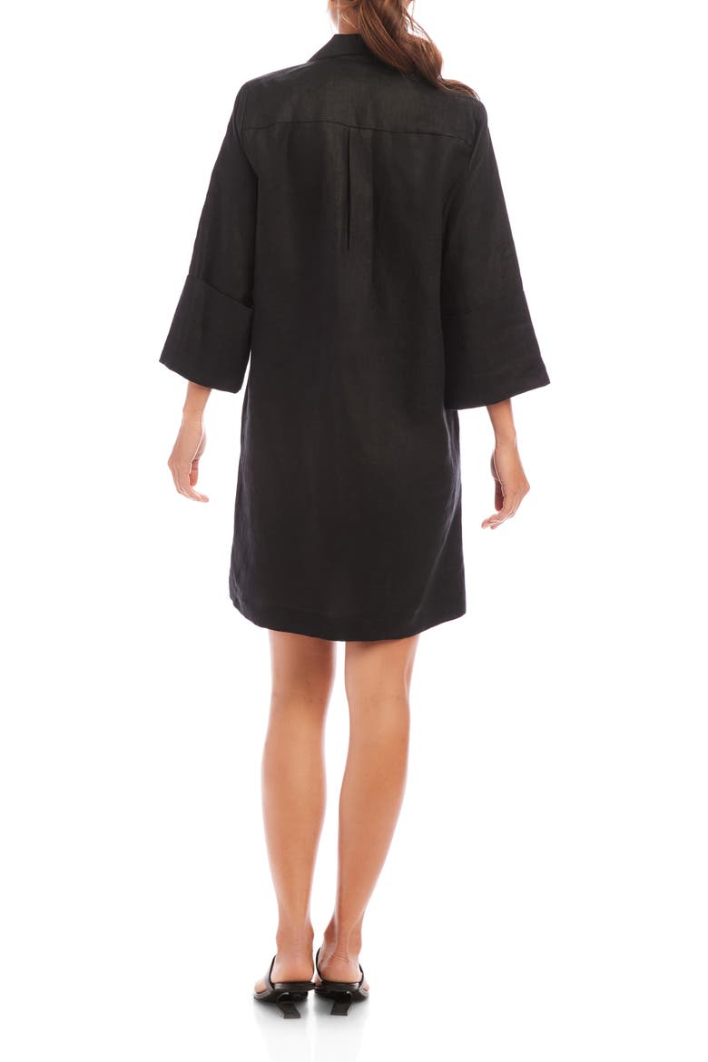 Long Sleeve Linen Shirtdress, Alternate, color, BLACK