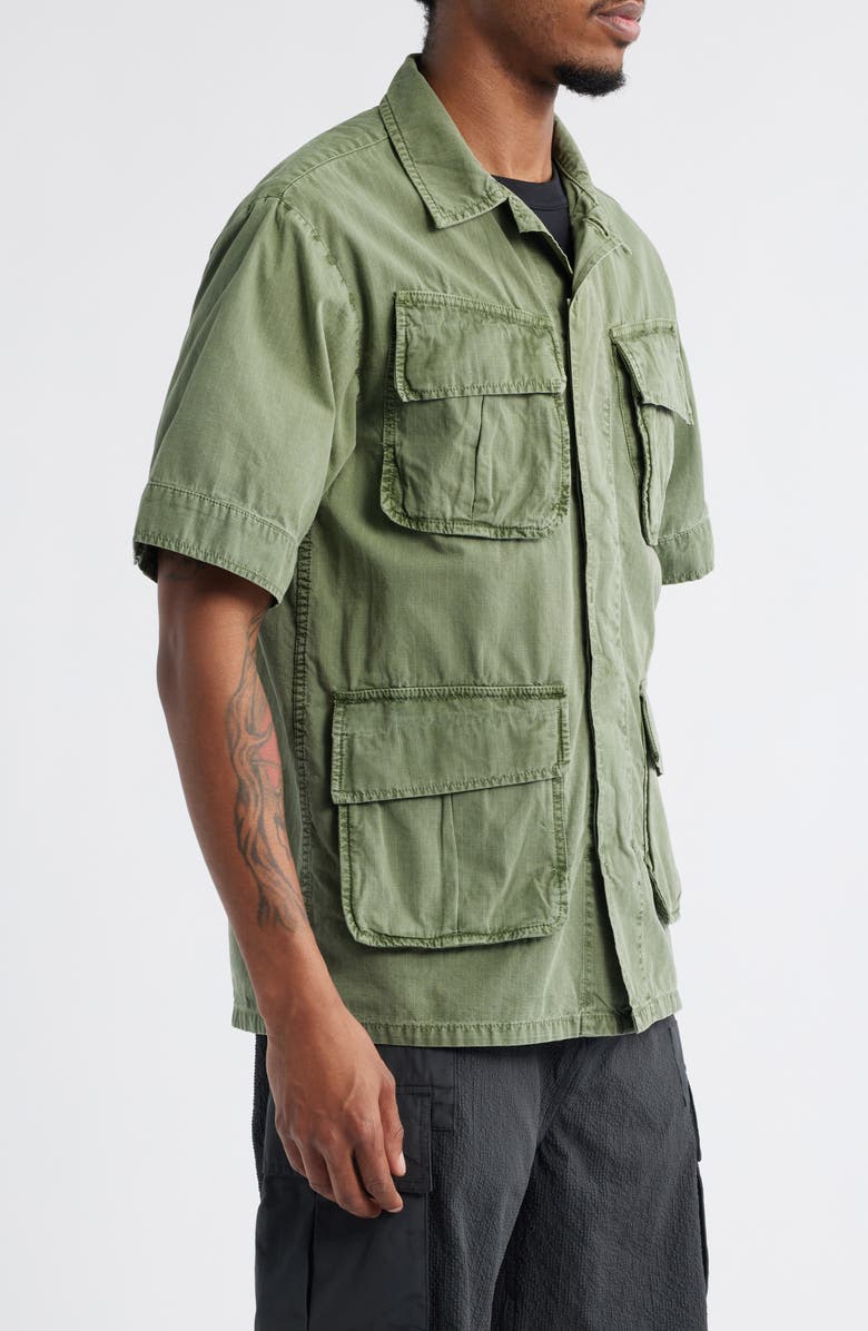 Alpha Industries Fatigue Short Sleeve Cotton Overshirt, Alternate, color, Og-107 Green