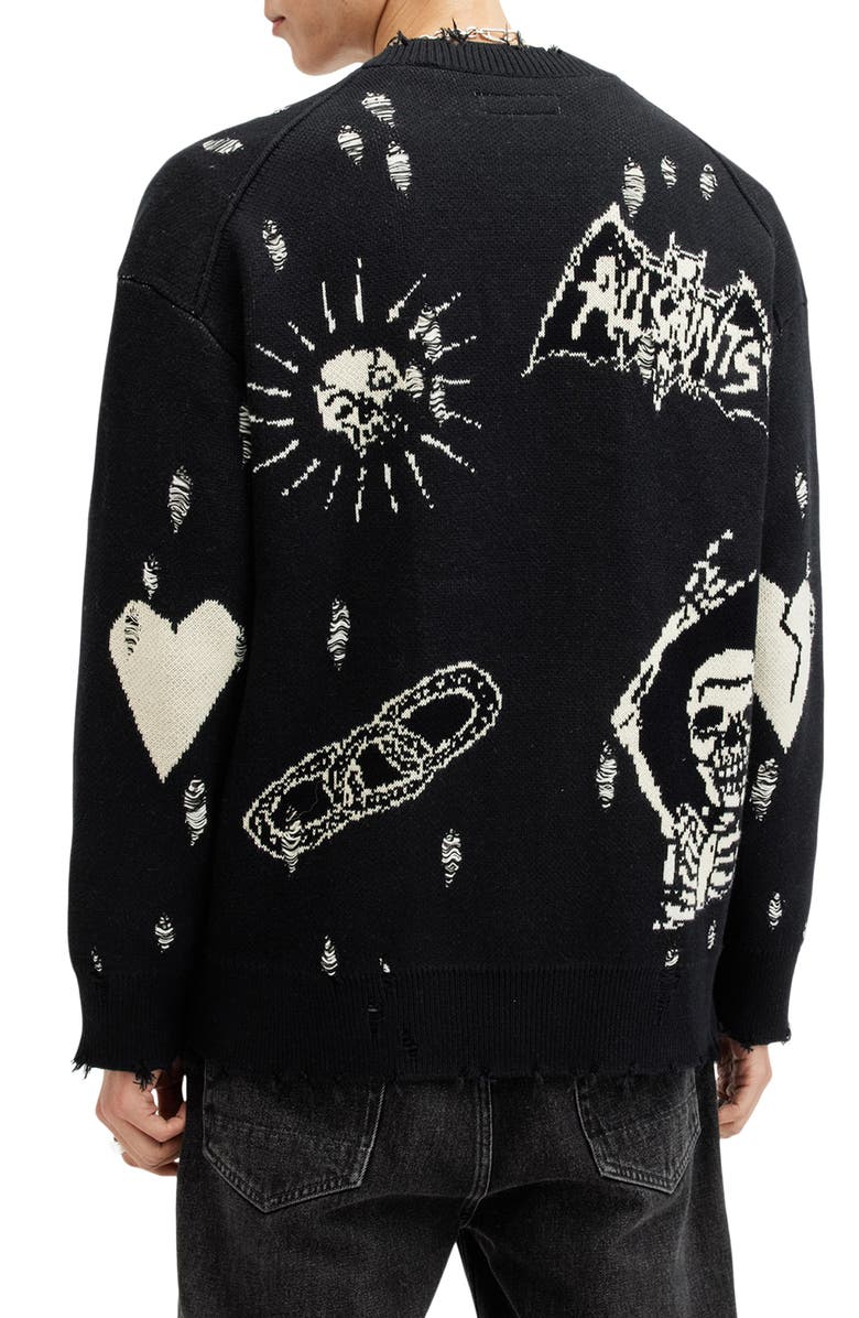 AllSaints Koto Distressed Cotton Cardigan, Alternate, color, 