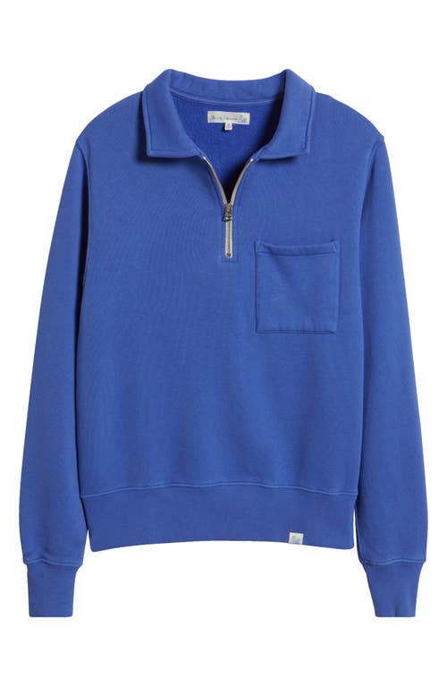 Merz B Schwanen Quarter Zip Organic Cotton Sweatshirt In Washed Blue