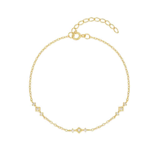 Hollywood Sensation Belissa Dainty Chain Link Bracelet With Cubic Zirconia Accents In Gold