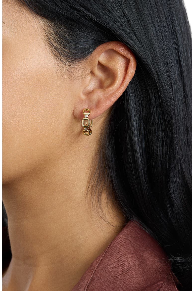 Modern Muse Square Tile CZ Hoop Earrings, Alternate, color, GOLD