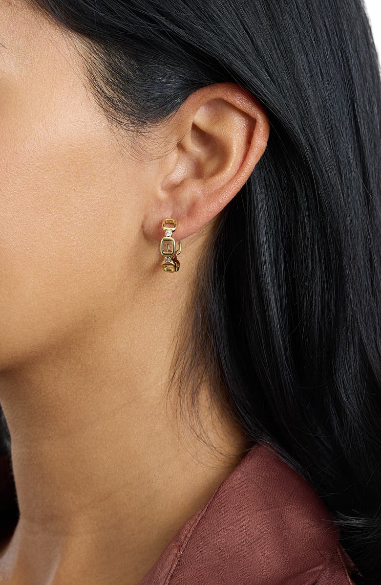 ATHRA LUXE Modern Muse Square Tile CZ Hoop Earrings, Alternate, color, Gold