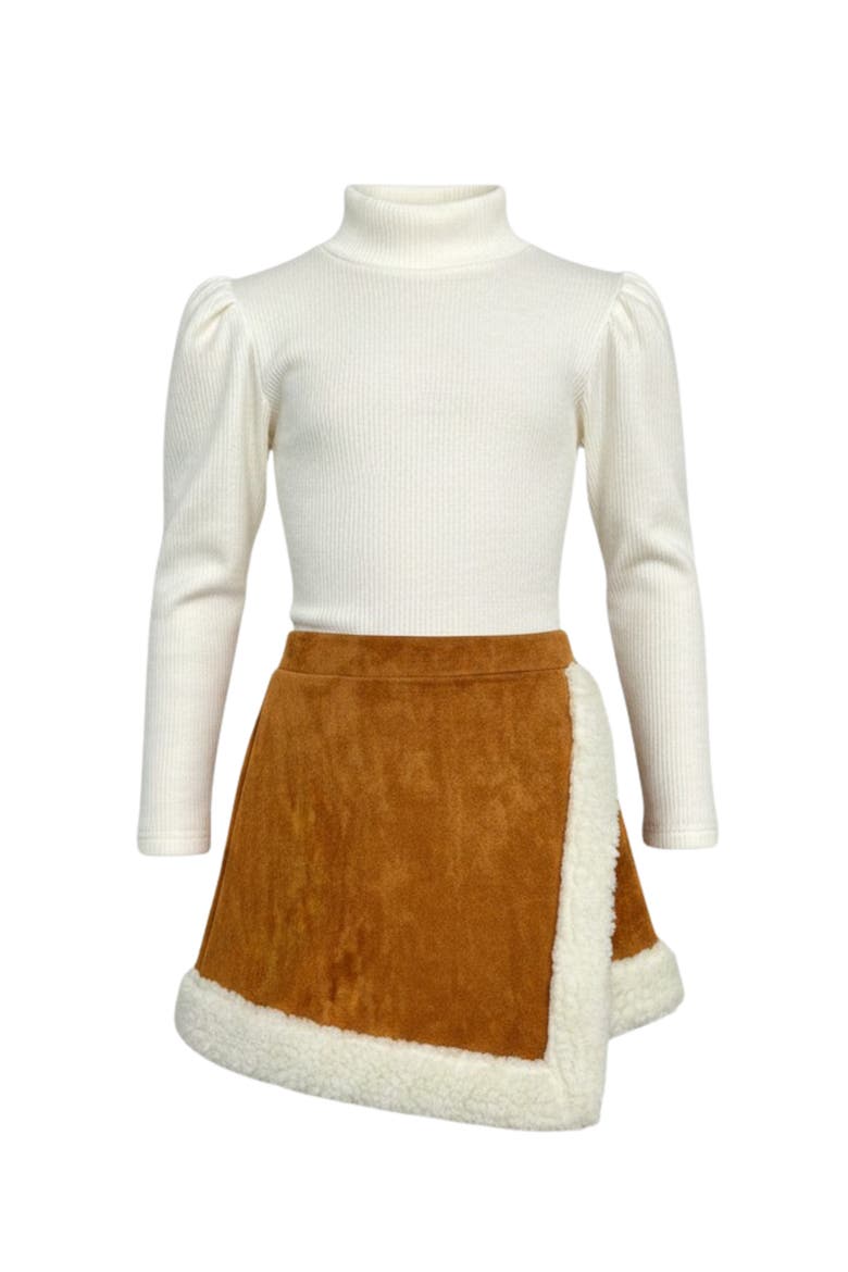 Ivory Turtleneck Top and Trimmed Skort Set(Toddler, Little Kid & Big Kid), Main, color, Ivory