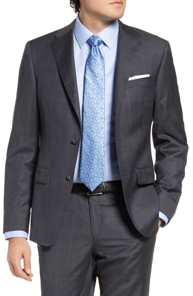 Hickey Freeman Classic Fit Windowpane Wool Suit, Alternate, color, 
