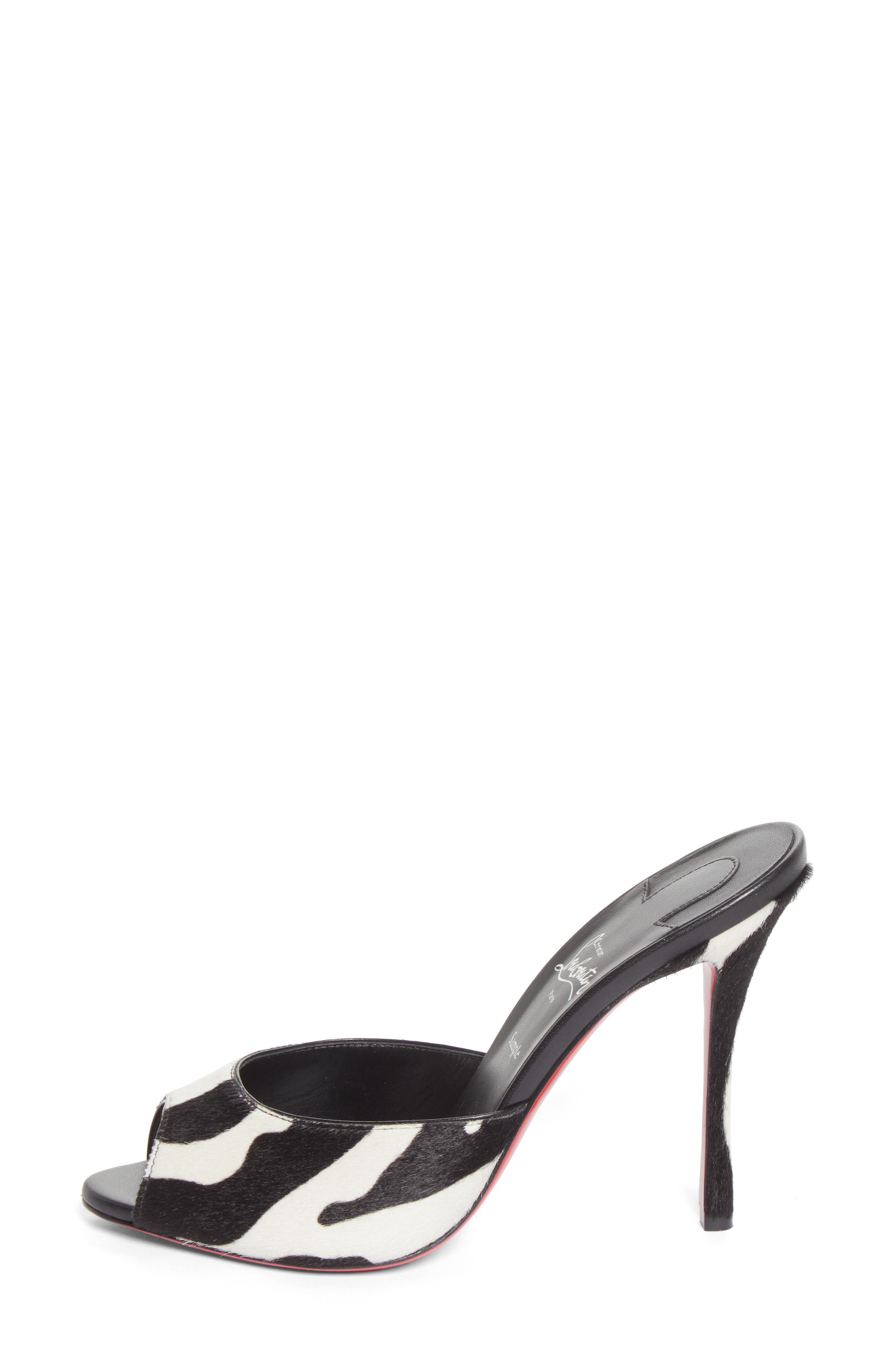 Me Dolly Peep Toe Mule, Alternate, color, 36C6 WHITE BLACK/ LIN BLACK