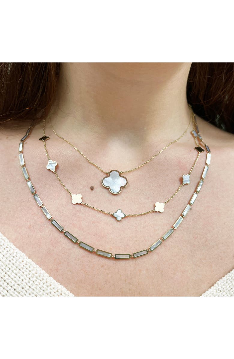 The Lovery Fine Jewelry Mother of Pearl Bar Necklace, Alternate, color, White