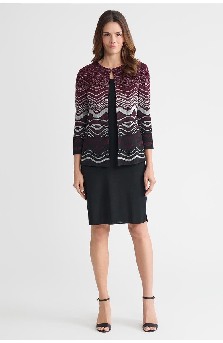 Ming Wang Heritage Lurex Landscape Jacquard Knit Jacket, Alternate, color, Midnight Violet/Black/Silver