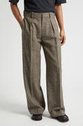 JW Anderson Pleated Straight Leg Wool Donegal Tweed Trousers