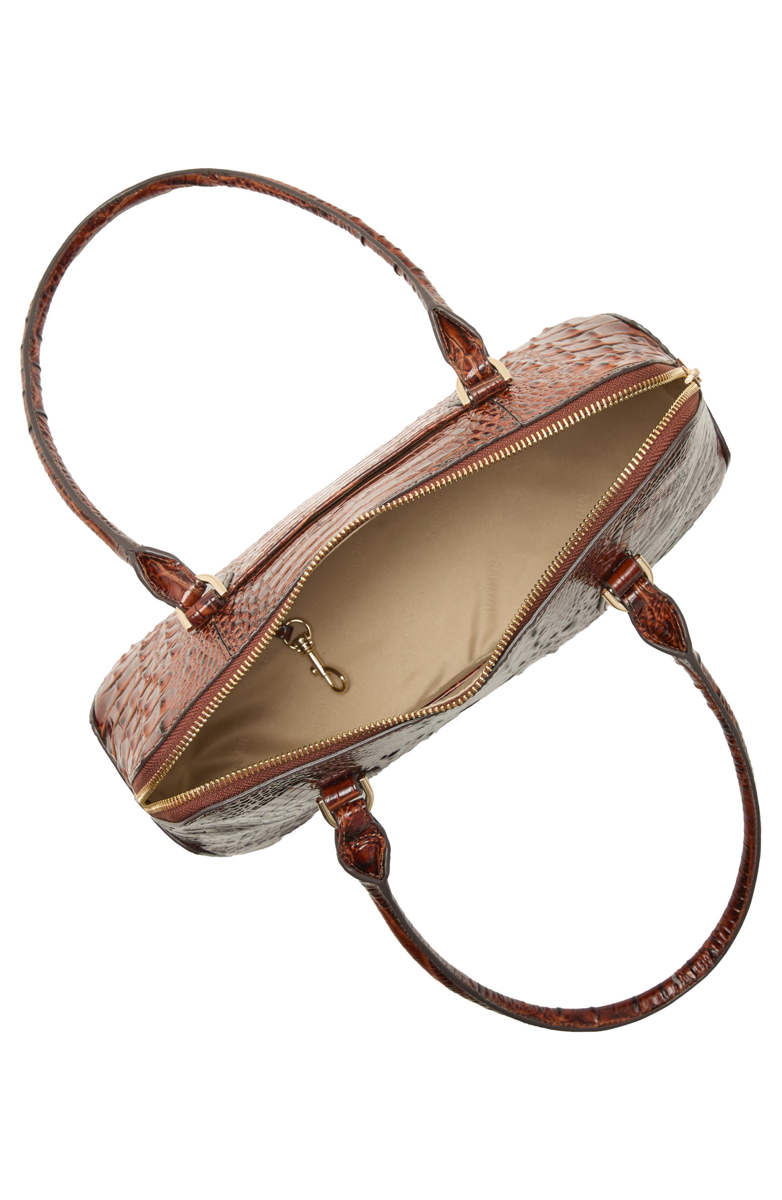 Jennifer Croc Embossed Leather Shoulder Bag, Alternate, color, PECAN